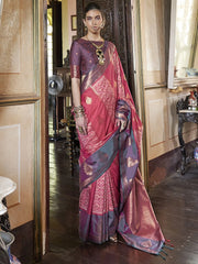 Orange Banarasi Pure Silk Woven Saree