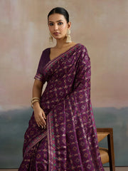 Purple Bandhani Dola Silk Digital Print Saree