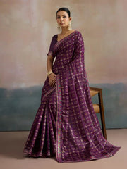 Purple Bandhani Dola Silk Digital Print Saree