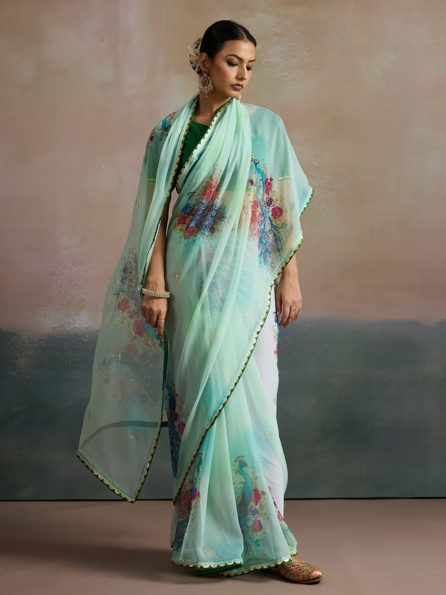 Sea Party Wear Georgette Printed Saree