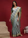 Grey Grey Banarasi Linen Woven Saree