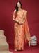 Pink Peach Banarasi Linen Woven Saree