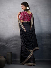 Black Party Wear Georgette Embellished Saree