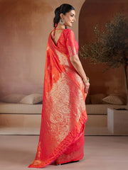 Red Banarasi Bhagalpuri Silk Woven Saree