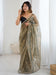 Green Olive Party Wear Net Embellished Saree