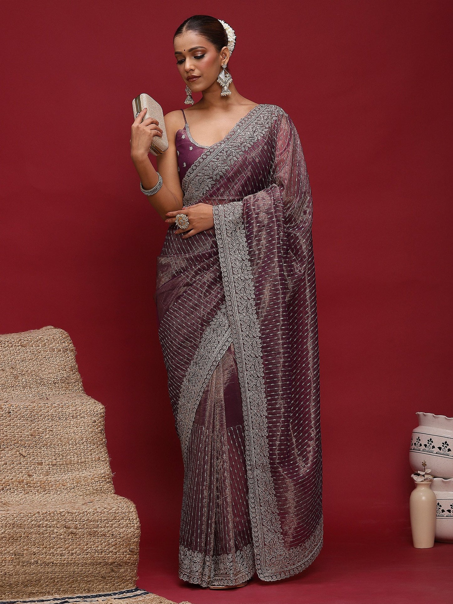 partywear designer saree for festive occasions