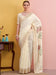 White White Block Print Linen Woven Saree