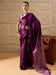 Purple Purple Block Print Crepe Printed Saree