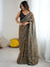 Green Olive Party Wear Net Embellished Saree
