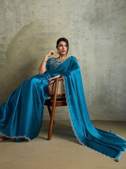 Light Party Wear Chiffon Embellished Saree