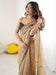Cream Beige Party Wear Net Embellished Saree