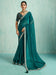 Blue Teal Party Wear Chiffon Embellished Saree