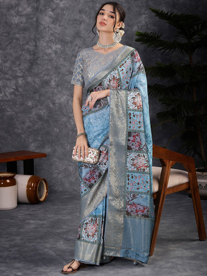 Light Sungudi Viscose Digital Print Saree