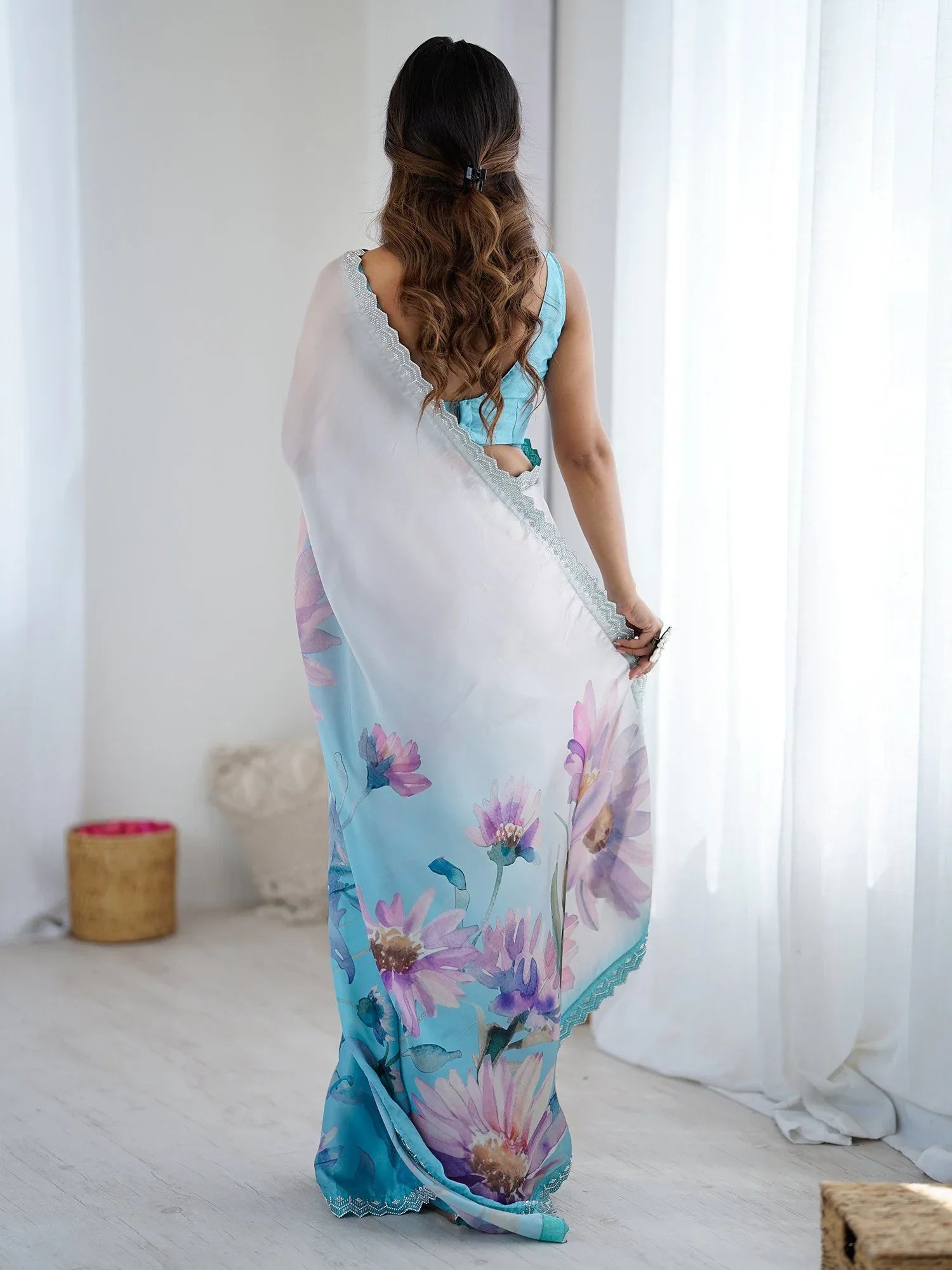 Light Party Wear Georgette Printed Saree - The Dori Store