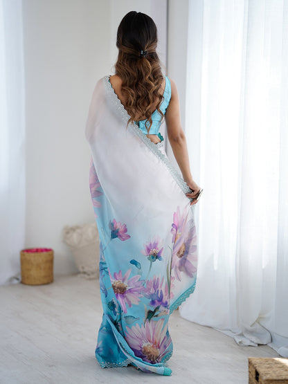 Light Party Wear Georgette Printed Saree