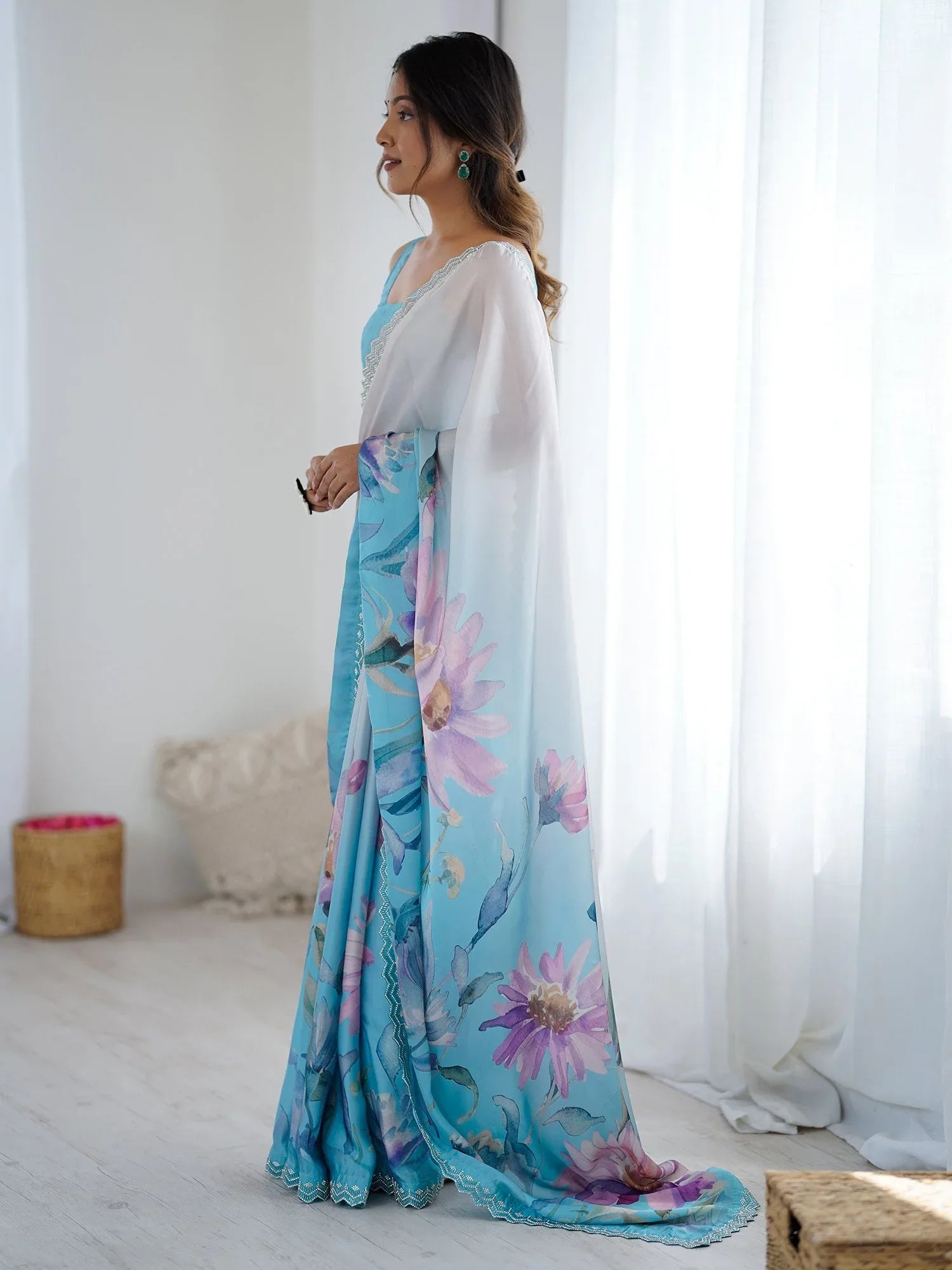 Light Party Wear Georgette Printed Saree - The Dori Store