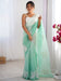 Green Sea Party Wear Tissue Embellished Saree