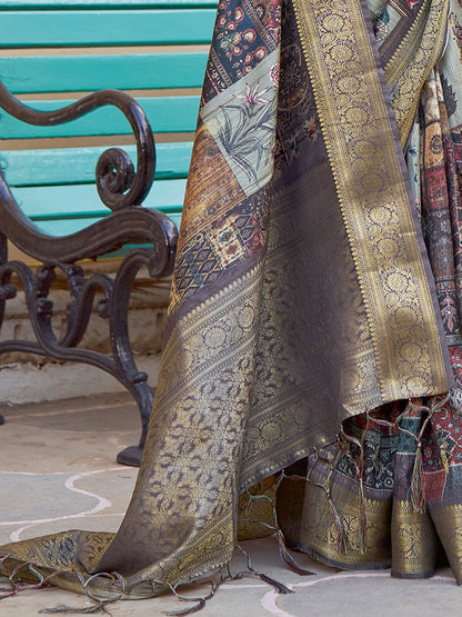 Multicolored Sungudi Silk Blend Woven Saree