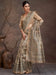 Golden Beige Banarasi Cotton Silk Digital Print Saree