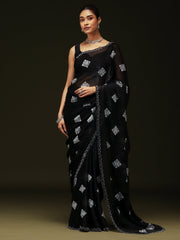 Black Party Wear Chiffon Embellished Saree