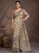 Golden Beige Banarasi Cotton Silk Digital Print Saree