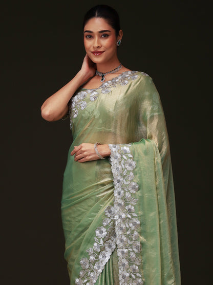 Light Party Wear Chiffon Embellished Saree
