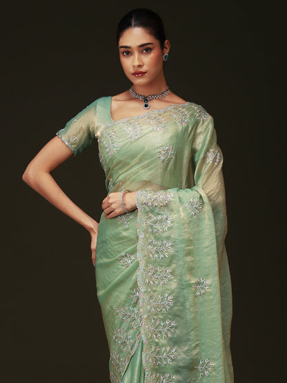 Light Party Wear Chiffon Embellished Saree