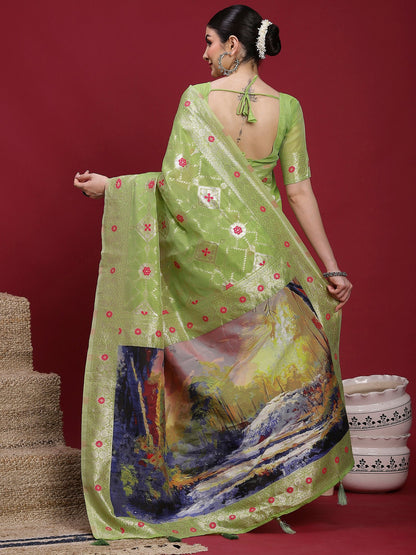 Light Banarasi Organza Woven Saree