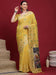 Yellow Yellow Banarasi Organza Woven Saree