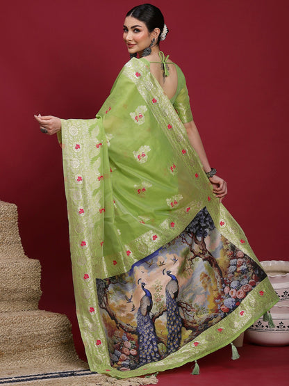 Light Banarasi Organza Woven Saree
