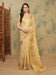 Cream Beige Banarasi Linen Woven Saree