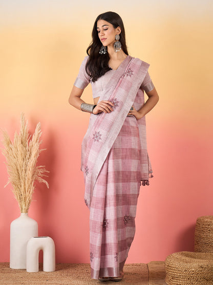 Mauve Paithani Linen Woven Saree