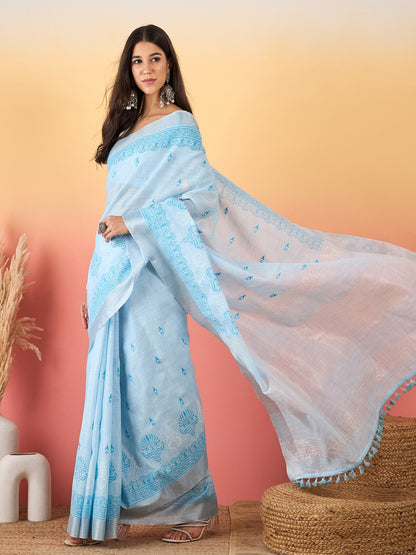 Light Paithani Linen Woven Saree