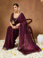 Purple Party Wear Chiffon Embellished Saree
