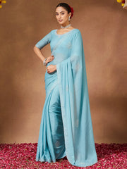 Light Party Wear Georgette Embellished Saree - The Dori Store