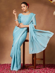Light Party Wear Georgette Embellished Saree - The Dori Store
