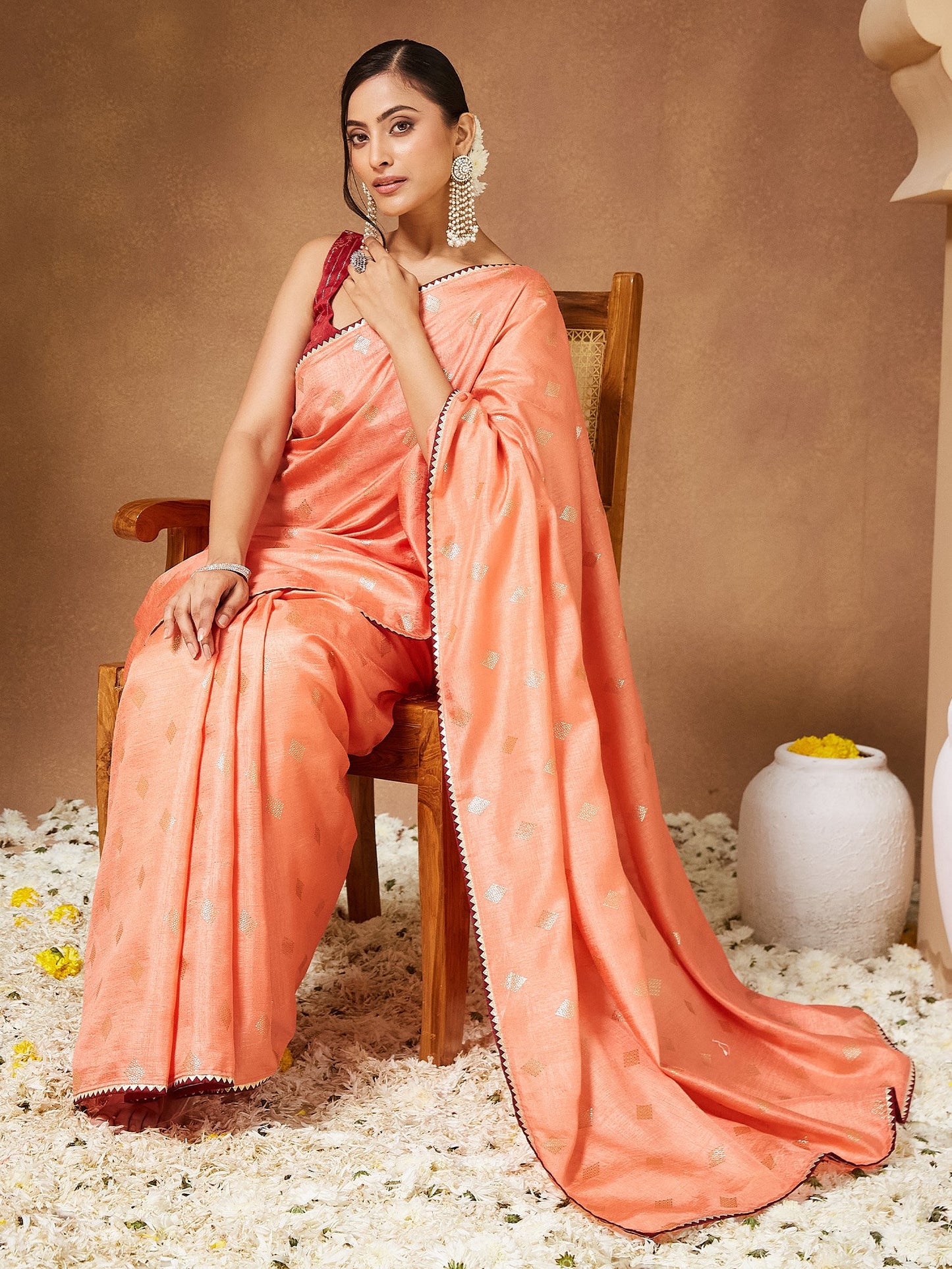 Coral Party Wear Georgette  Solid Saree