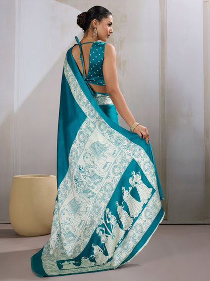 Light Banarasi Satin Printed Saree