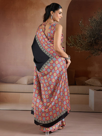 Black Banarasi Pure Silk Printed Saree