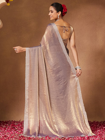 Metallic Party Wear Chiffon Embellished Saree