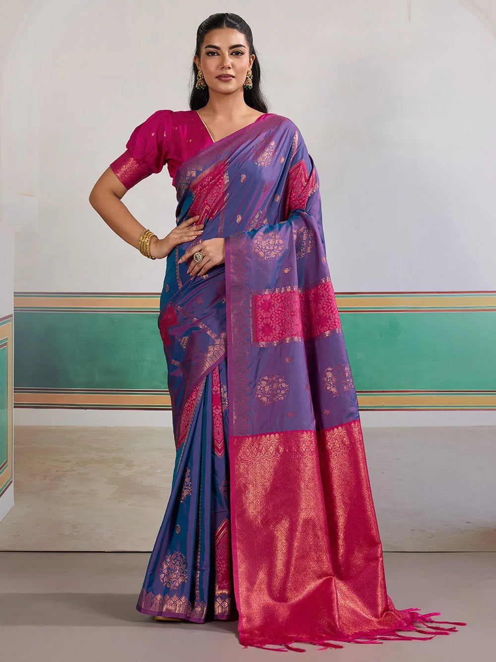 Blue Banarasi Silk Woven Saree - The Dori Store