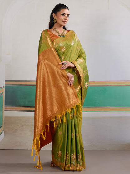 Light Banarasi Tussar Silk Woven Saree