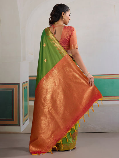 Green Banarasi Silk Woven Saree