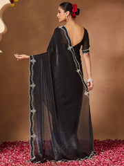 Black Party Wear Chiffon Embellished Saree
