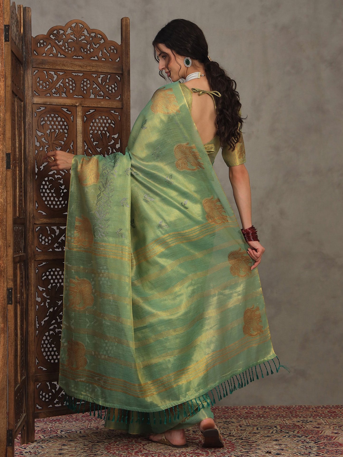 Light Banarasi Linen Woven Saree