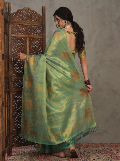 Light Banarasi Linen Woven Saree