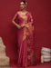 Pink Pink Banarasi Linen Woven Saree