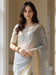 Grey Grey Banarasi Silk Blend Woven Saree