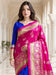 Pink Blue Banarasi Art Silk Printed Saree