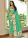 Green Turquoise Block Print Georgette Digital Print Saree